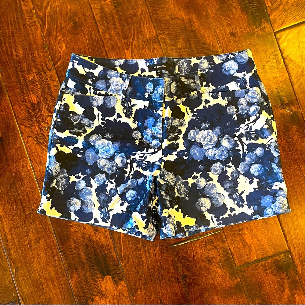 The Limited, Blue Floral Tailored Fit Shorts, Size 10